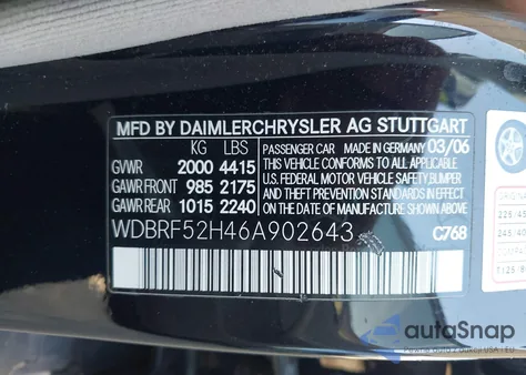 2006 Mercedes-Benz C 230 Sport z USA, uszkodzony, nr VIN WDBRF52H46A902643